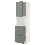 METOD / MAXIMERA Mobile alt micro com/anta/3cassetti, bianco/Nickebo grigio-verde opaco, 60x60x220 cm
