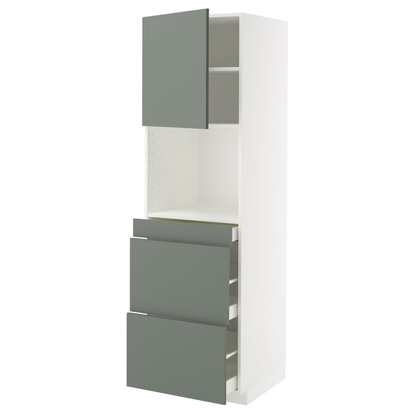 METOD / MAXIMERA Mobile alt micro com/anta/3cassetti, bianco/Nickebo grigio-verde opaco, 60x60x200 cm