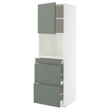 METOD / MAXIMERA Mobile alt micro com/anta/3cassetti, bianco/Nickebo grigio-verde opaco, 60x60x200 cm