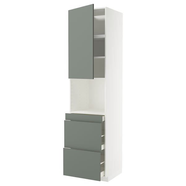 METOD / MAXIMERA Mobile alt micro com/anta/3cassetti, bianco/Nickebo grigio-verde opaco, 60x60x240 cm