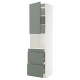 METOD / MAXIMERA Mobile alt micro com/anta/3cassetti, bianco/Nickebo grigio-verde opaco, 60x60x240 cm