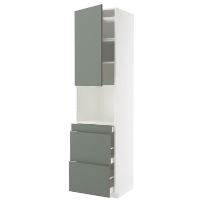 METOD / MAXIMERA Mobile alt micro com/anta/3cassetti, bianco/Nickebo grigio-verde opaco, 60x60x240 cm