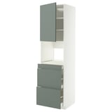 METOD / MAXIMERA Mobile alt micro com/anta/3cassetti, bianco/Nickebo grigio-verde opaco, 60x60x220 cm