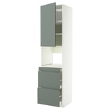 METOD / MAXIMERA Mobile alt micro com/anta/3cassetti, bianco/Nickebo grigio-verde opaco, 60x60x240 cm