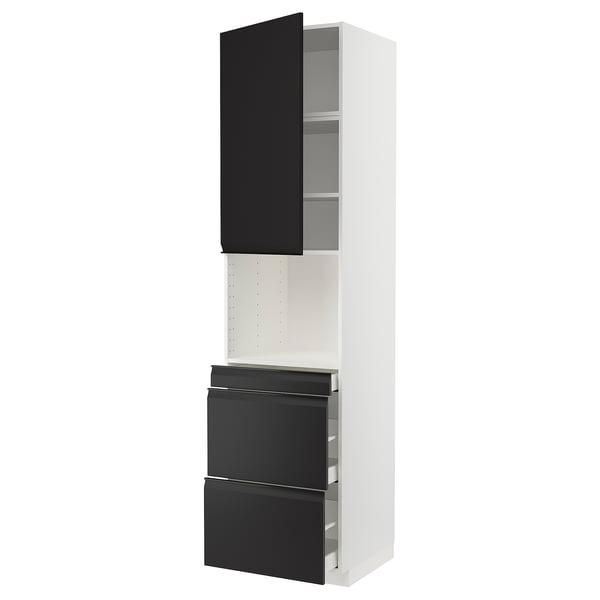 METOD / MAXIMERA Mobile alt micro com/anta/3cassetti, bianco/Upplöv antracite opaco, 60x60x240 cm