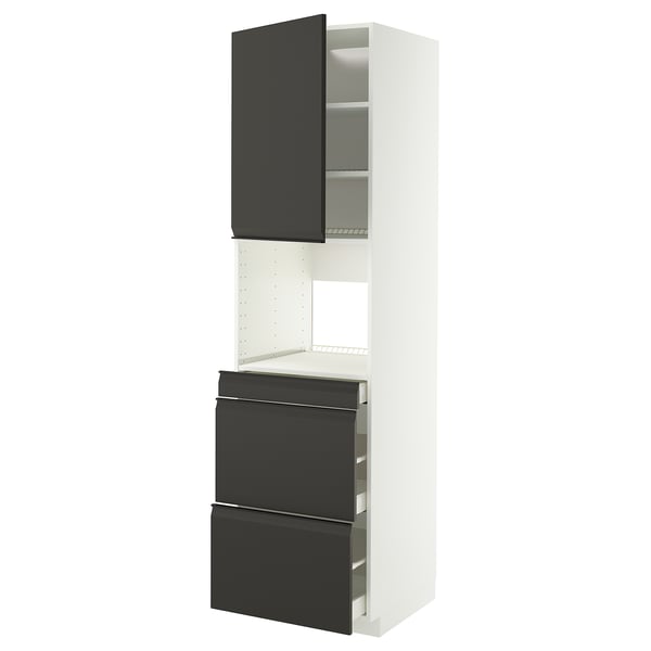 METOD / MAXIMERA Mobile alt micro com/anta/3cassetti, bianco/Upplöv antracite opaco, 60x60x220 cm
