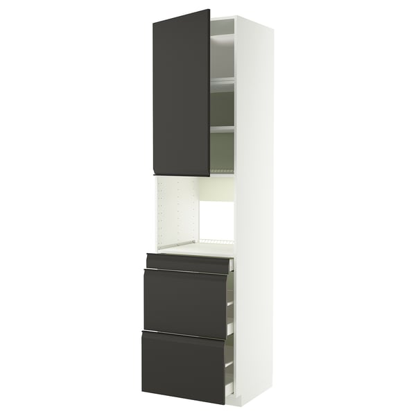 METOD / MAXIMERA Mobile alt micro com/anta/3cassetti, bianco/Upplöv antracite opaco, 60x60x240 cm