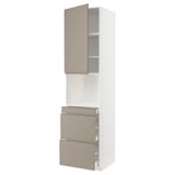 METOD / MAXIMERA Mobile alt micro com/anta/3cassetti, bianco/Upplöv beige scuro opaco, 60x60x240 cm