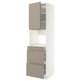 METOD / MAXIMERA Mobile alt micro com/anta/3cassetti, bianco/Upplöv beige scuro opaco, 60x60x220 cm
