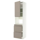 METOD / MAXIMERA Mobile alt micro com/anta/3cassetti, bianco/Upplöv beige scuro opaco, 60x60x240 cm