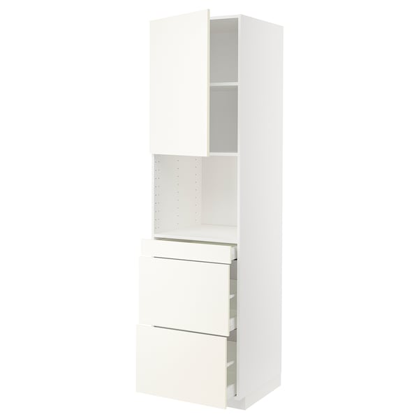 METOD / MAXIMERA Mobile alt micro com/anta/3cassetti, bianco/Vallstena bianco, 60x60x220 cm