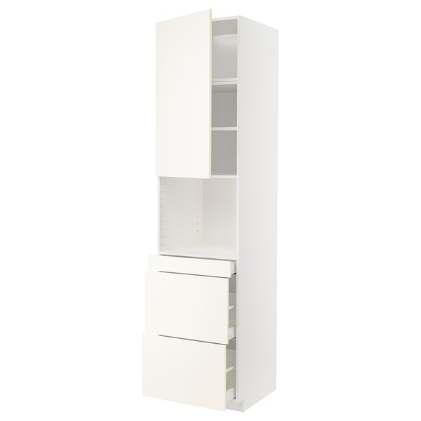 METOD / MAXIMERA Mobile alt micro com/anta/3cassetti, bianco/Vallstena bianco, 60x60x240 cm