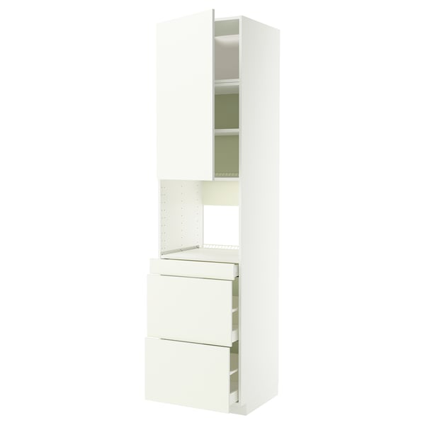 METOD / MAXIMERA Mobile alt micro com/anta/3cassetti, bianco/Vallstena bianco, 60x60x240 cm