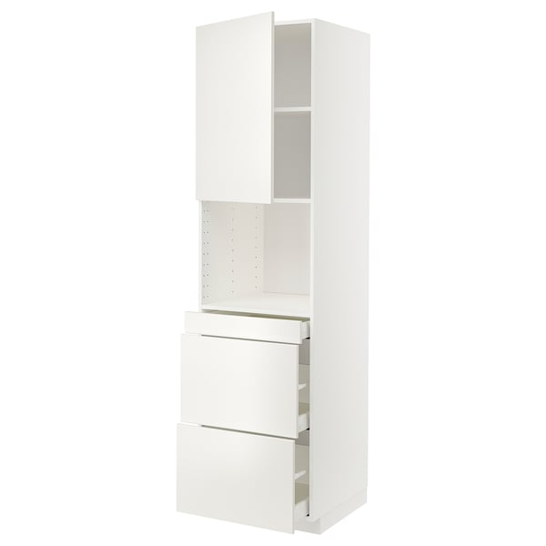 METOD / MAXIMERA Mobile alt micro com/anta/3cassetti, bianco/Veddinge bianco, 60x60x220 cm