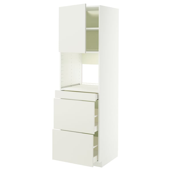 METOD / MAXIMERA Mobile alt micro com/anta/3cassetti, bianco/Veddinge bianco, 60x60x200 cm