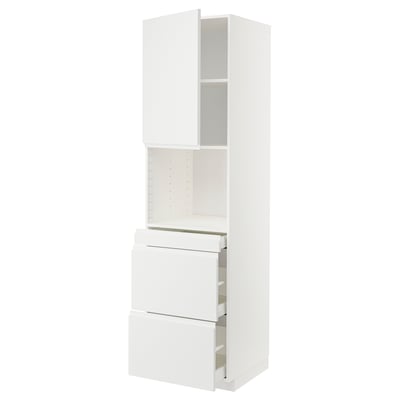 METOD / MAXIMERA Mobile alt micro com/anta/3cassetti, bianco/Voxtorp bianco opaco, 60x60x220 cm