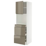METOD / MAXIMERA Mobile alt micro com/anta/3cassetti, bianco/Voxtorp grigio-marrone scuro lucido, 60x60x200 cm