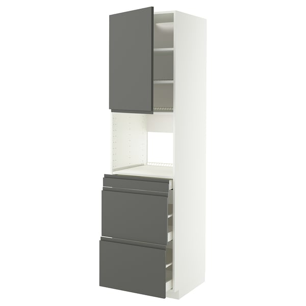 METOD / MAXIMERA Mobile alt micro com/anta/3cassetti, bianco/Voxtorp grigio scuro, 60x60x220 cm