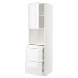 METOD / MAXIMERA Mobile alt micro com/anta/3cassetti, bianco/Voxtorp lucido/bianco, 60x60x220 cm