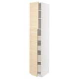 METOD / MAXIMERA Mobile alto con 2 ante/4 cassetti, bianco/Askersund effetto frassino chiaro, 40x60x220 cm