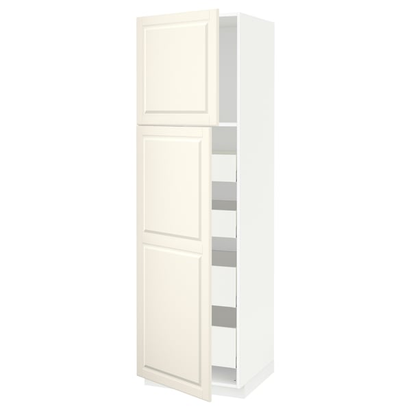 METOD / MAXIMERA Mobile alto con 2 ante/4 cassetti, bianco/Bodbyn bianco sporco, 60x60x200 cm