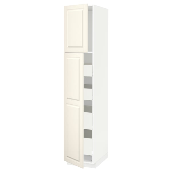 METOD / MAXIMERA Mobile alto con 2 ante/4 cassetti, bianco/Bodbyn bianco sporco, 40x60x200 cm
