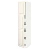 METOD / MAXIMERA Mobile alto con 2 ante/4 cassetti, bianco/Bodbyn bianco sporco, 40x60x200 cm