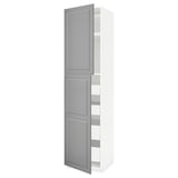 METOD / MAXIMERA Mobile alto con 2 ante/4 cassetti, bianco/Bodbyn grigio, 60x60x240 cm