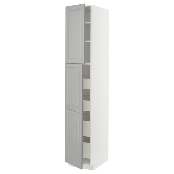 METOD / MAXIMERA Mobile alto con 2 ante/4 cassetti, bianco/Bodbyn grigio, 40x60x220 cm