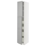 METOD / MAXIMERA Mobile alto con 2 ante/4 cassetti, bianco/Bodbyn grigio, 40x60x220 cm