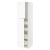 METOD / MAXIMERA Mobile alto con 2 ante/4 cassetti, bianco Enköping/bianco effetto legno, 60x60x220 cm