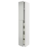 METOD / MAXIMERA Mobile alto con 2 ante/4 cassetti, bianco/Havstorp grigio chiaro, 40x60x240 cm