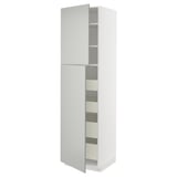 METOD / MAXIMERA Mobile alto con 2 ante/4 cassetti, bianco/Havstorp grigio chiaro, 60x60x220 cm