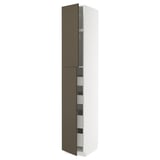 METOD / MAXIMERA Mobile alto con 2 ante/4 cassetti, bianco/Havstorp marrone-beige, 40x60x240 cm