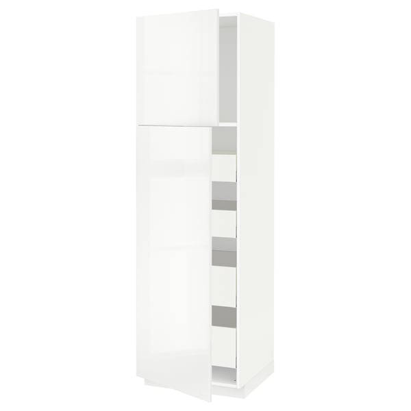 METOD / MAXIMERA Mobile alto con 2 ante/4 cassetti, bianco/Ringhult bianco, 60x60x200 cm