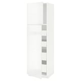 METOD / MAXIMERA Mobile alto con 2 ante/4 cassetti, bianco/Ringhult bianco, 60x60x200 cm