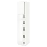 METOD / MAXIMERA Mobile alto con 2 ante/4 cassetti, bianco/Ringhult bianco, 40x60x200 cm