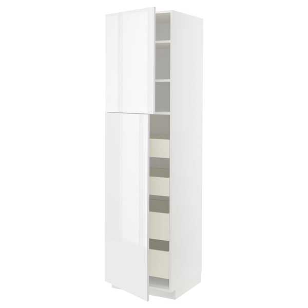 METOD / MAXIMERA Mobile alto con 2 ante/4 cassetti, bianco/Ringhult bianco, 60x60x220 cm