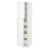 METOD / MAXIMERA Mobile alto con 2 ante/4 cassetti, bianco/Ringhult bianco, 60x60x220 cm