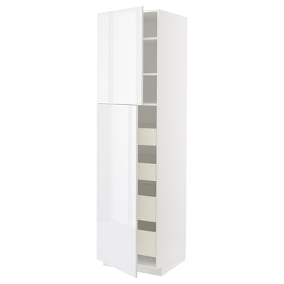 METOD / MAXIMERA Mobile alto con 2 ante/4 cassetti, bianco/Ringhult bianco, 60x60x220 cm