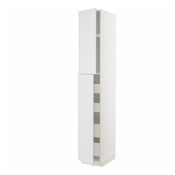 METOD / MAXIMERA Mobile alto con 2 ante/4 cassetti, bianco/Stensund bianco, 40x60x240 cm