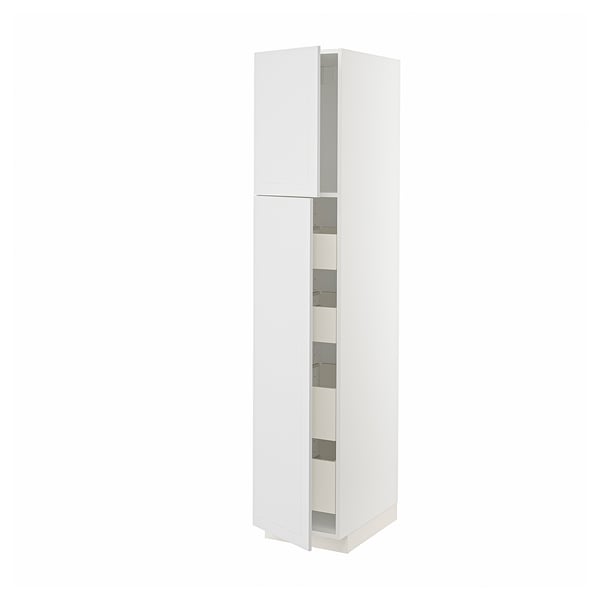 METOD / MAXIMERA Mobile alto con 2 ante/4 cassetti, bianco/Stensund bianco, 40x60x200 cm