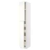 METOD / MAXIMERA Mobile alto con 2 ante/4 cassetti, bianco/Vallstena bianco, 40x60x240 cm