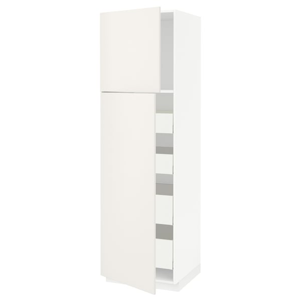 METOD / MAXIMERA Mobile alto con 2 ante/4 cassetti, bianco/Veddinge bianco, 60x60x200 cm