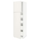 METOD / MAXIMERA Mobile alto con 2 ante/4 cassetti, bianco/Veddinge bianco, 60x60x200 cm