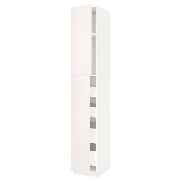 METOD / MAXIMERA Mobile alto con 2 ante/4 cassetti, bianco/Veddinge bianco, 40x60x240 cm