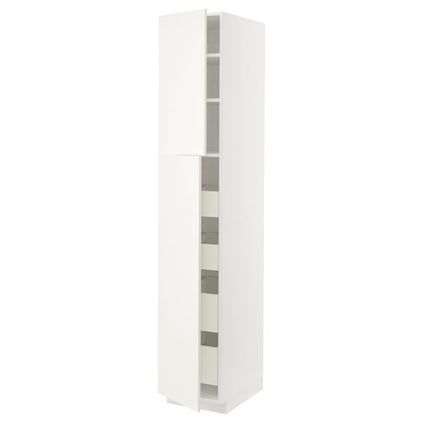 METOD / MAXIMERA Mobile alto con 2 ante/4 cassetti, bianco/Veddinge bianco, 40x60x220 cm