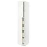 METOD / MAXIMERA Mobile alto con 2 ante/4 cassetti, bianco/Veddinge bianco, 40x60x220 cm