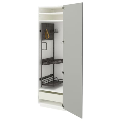 METOD / MAXIMERA Mobile alto con accessori pulizia, bianco/Havstorp grigio chiaro, 60x60x200 cm
