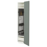 METOD / MAXIMERA Mobile alto con accessori pulizia, bianco/Nickebo grigio-verde opaco, 40x60x200 cm